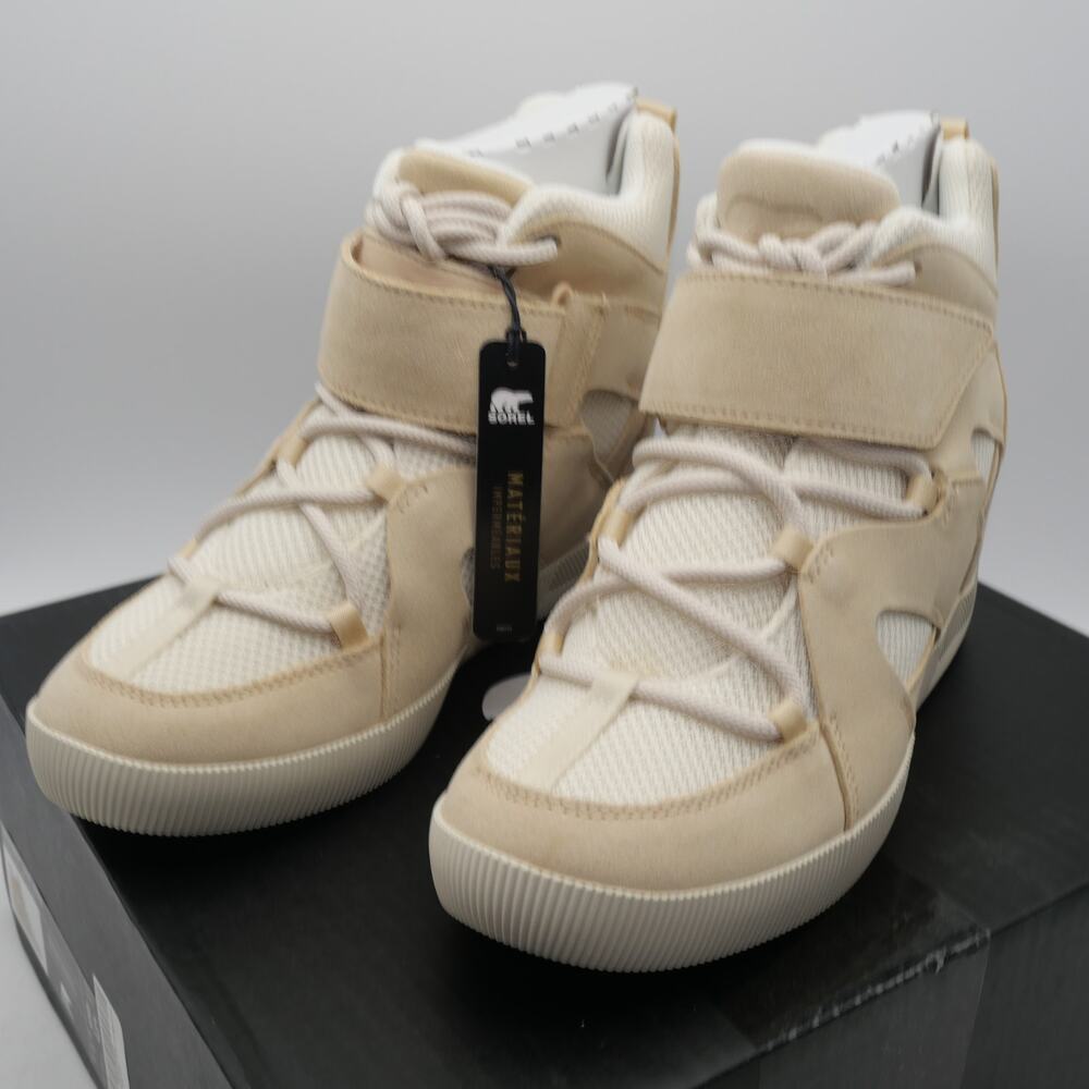 NEW Sorel Women's 8.5 Out N About Sport Wedge Bootie Chalk/ Sand Beige Tan